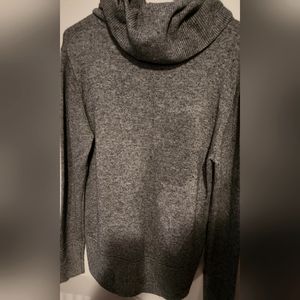 Gray, cowl neck sweater, size large, holes for thumbs